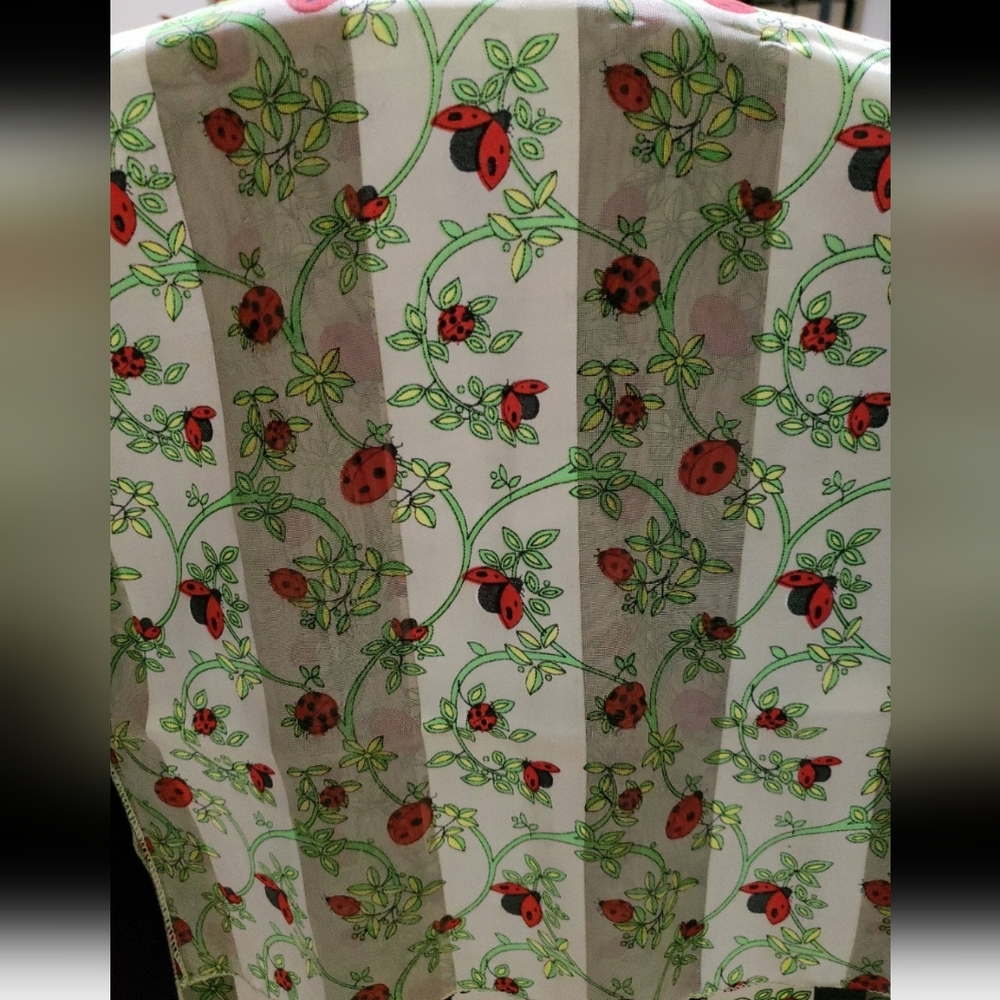 Ladybug on greenery Satin and Sheer Shadow Striped 60 inch Scarf - Picture 2 of 8